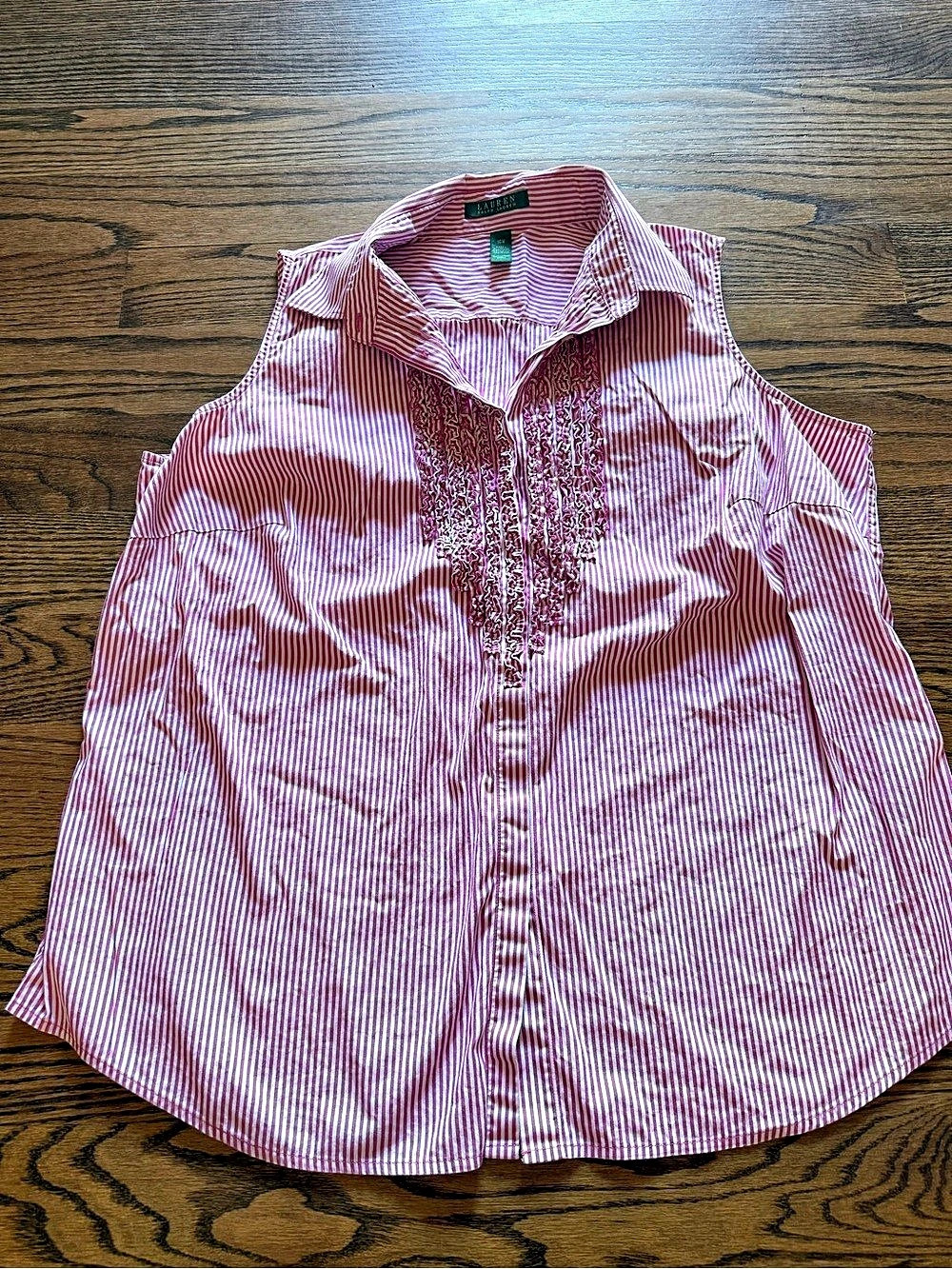 Lauren Ralph Lauren Pink & White Striped Shirt Size 16W